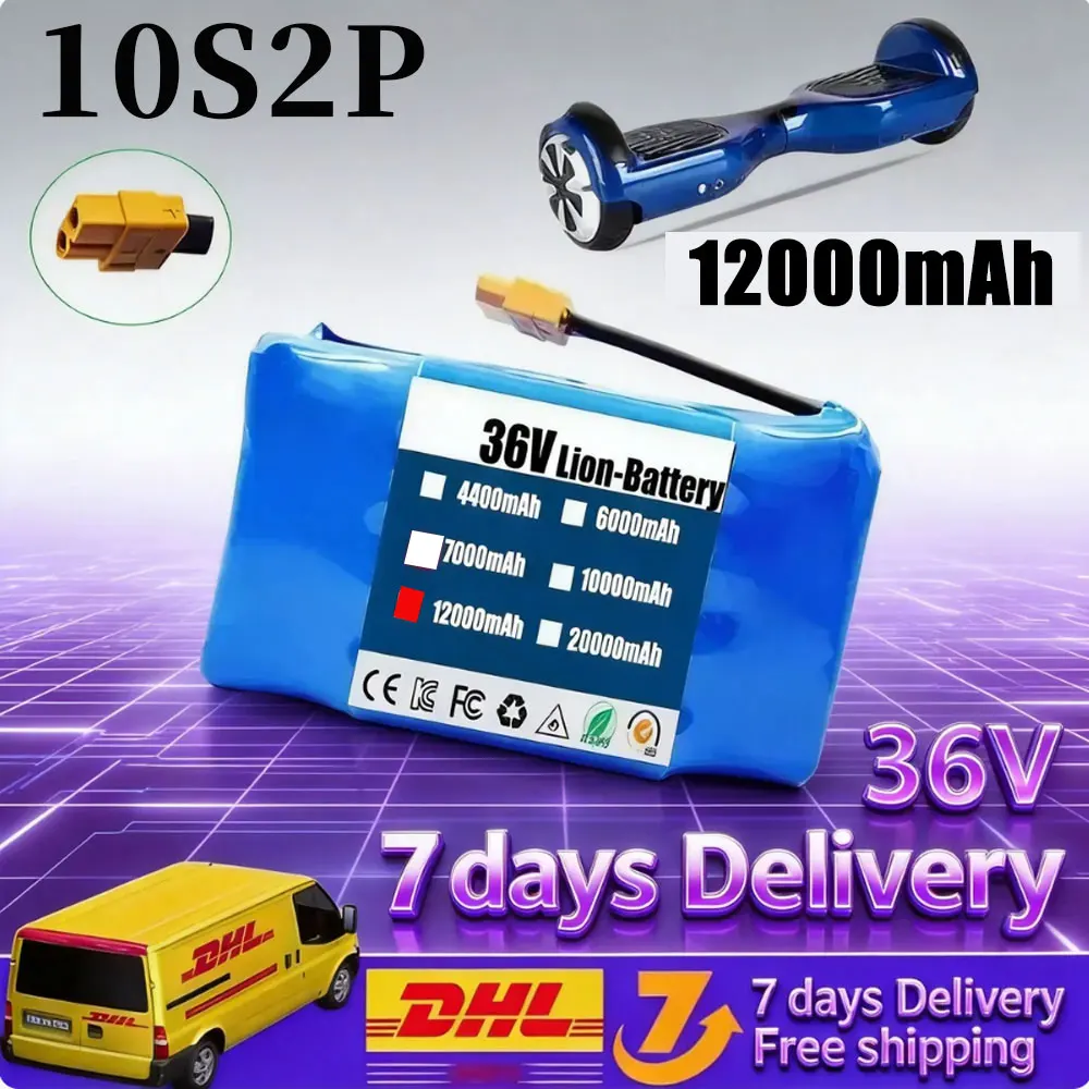 12000mAh 36V 10s2p wiederaufladbarer Lithium-Akku für selbstbalancierende Elektroroller, Einräder, Hoverboards