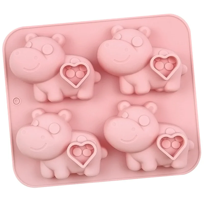 Hippo Silicone Mold For Soap Making Supplies Cartoon Animal Chocolate Candy Jelly Ice Cube Tray Wax Melts Kitchen Baking Tools