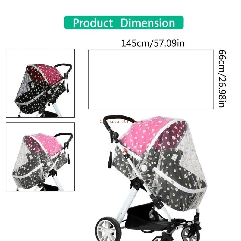 96GC Infant Stroller Fly Guard with Fine Mesh Embroidery for Hot Weather