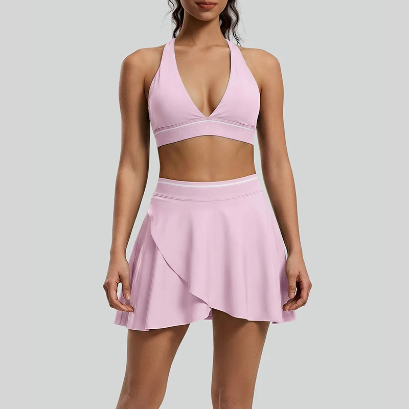 Women Sexy Racerback Quick-Dry 2 Piece Yoga Set with Hidden Pocket Skin-Friendly Breathable Daily Versatile Workout Set