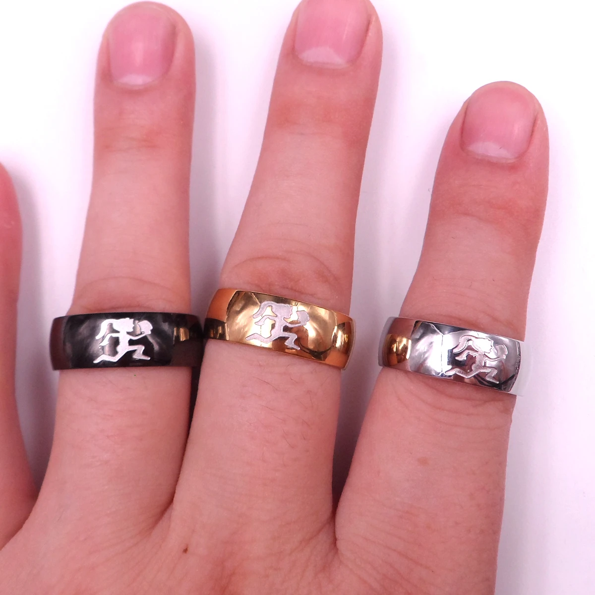 Smooth ICP Twiztid Stainless Steel Ring Hatchetman Hatchet Girls Men Ring 8-12# 3