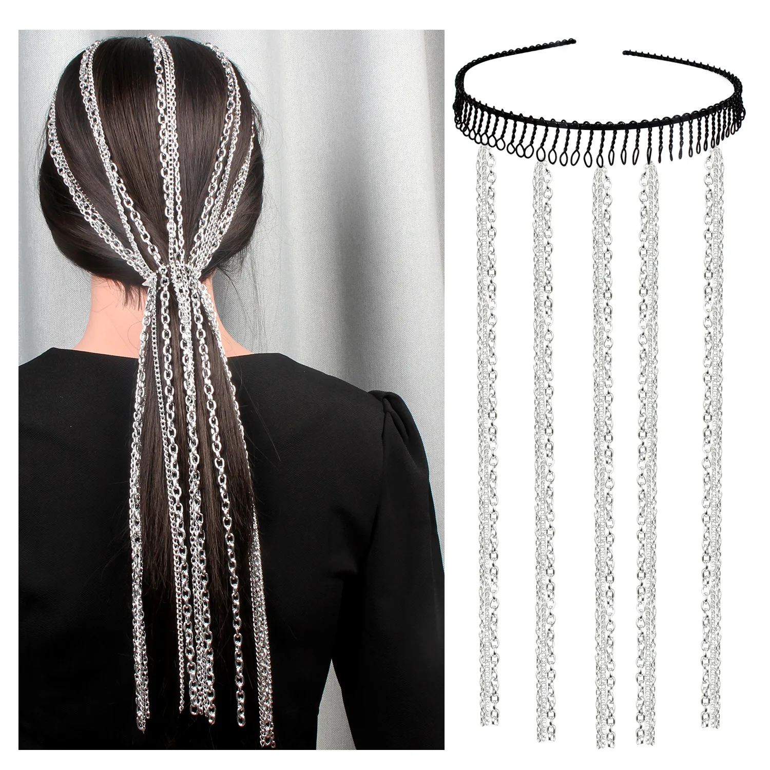 DIY accessories European and American hair accessories, thickness chain trendy personalized hair comb headband women Hair access