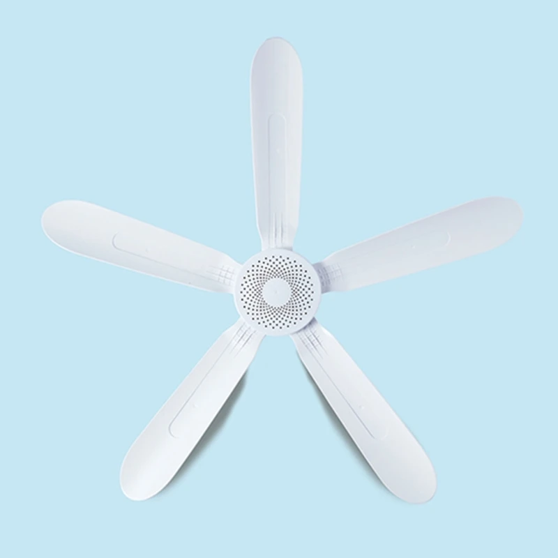 Multifunctional Ceiling Fan AC100-240V/DC12V Remote Controlled 3 Speed Timing Fan 5 Fan Leaf with Power Adapter No Light