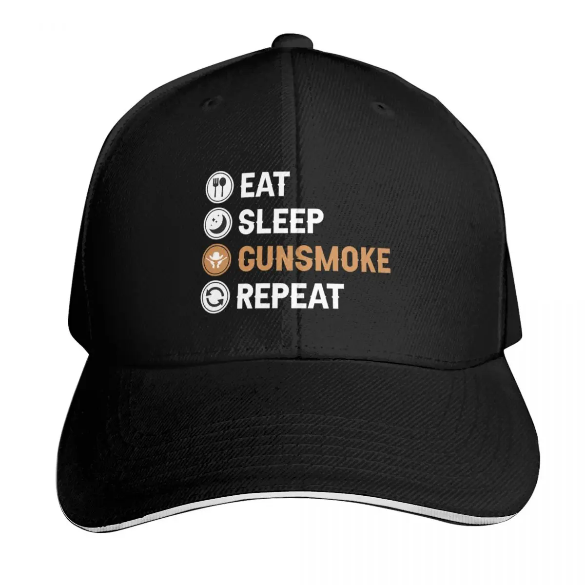 Eat Sleep Gunsmoke Repeat Baseball Cap Low Profile Unstructured Unisex for Men Women Outdoor Golf Running Hiking