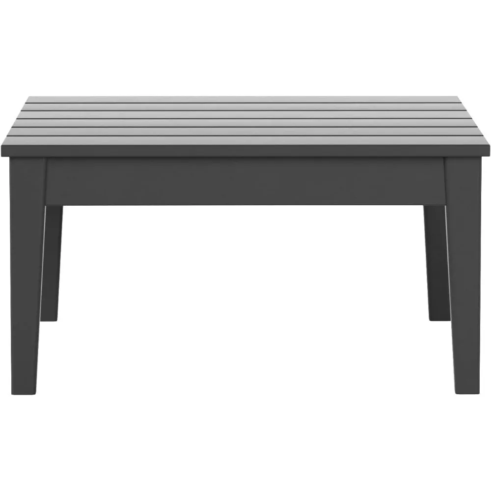 Outdoor Coffee Table, 32 Inch All Weather Poly Lumber  Patio Coffee Table Square Low Table, Gray