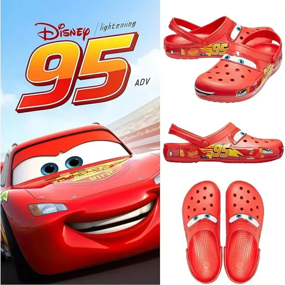 

Disney Lightninged Mcqueens Pixar Cartoon Solid Waterproof Slippers Outdoor Sandals Casual Breathable Ankle-Wrap Eva Shoes Gift