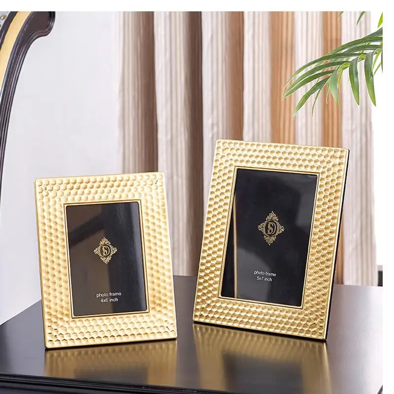 

Light Luxury Pure Copper Photo Frame Set Model Room Bedroom High-end Brass Office Desktop Decoration Ornaments