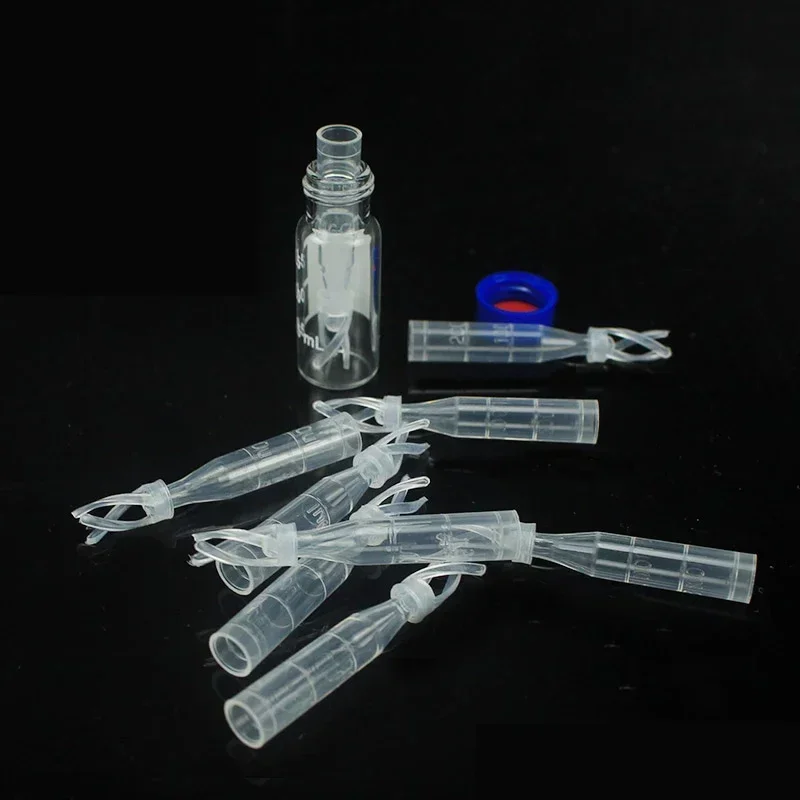 100pcs/lot 250ul Plastic with support Chromatographic-vial Insert Pipe Inserts for 1.5 ml HPLC vials