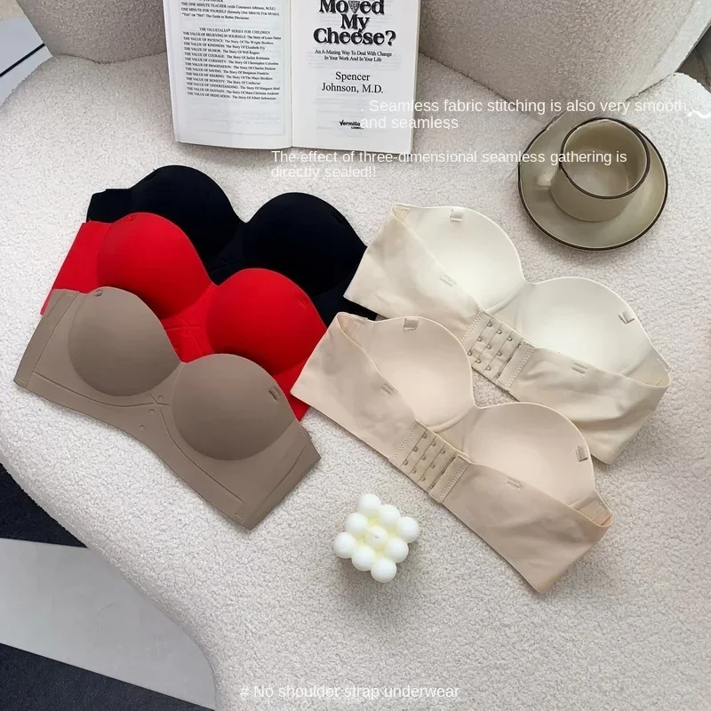 Sexy Half-cup Seamless Underwear Women's Small Breasts Gather Strapless No Steel Ring To Close Breasts Beautiful Back Ladies Bra