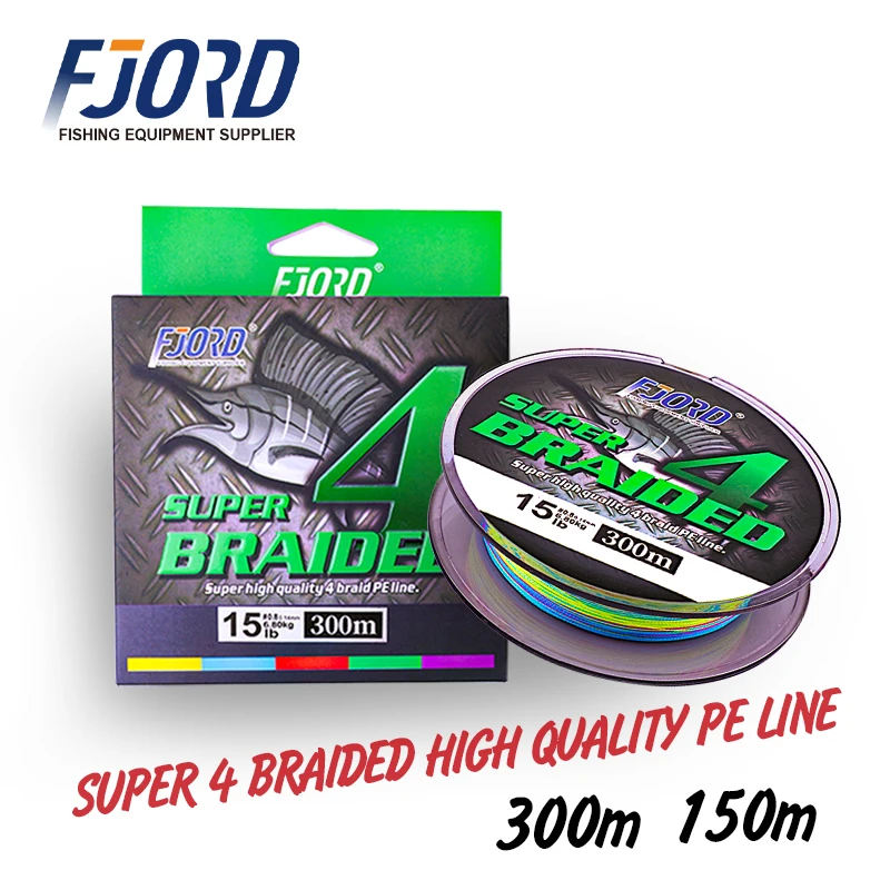 FJORD 150m 300m 4 Braided Strands Fishing Line PE Line 15-55LB Sea Freshwater Saltwater Smooth Multifilament Fishing Equipment