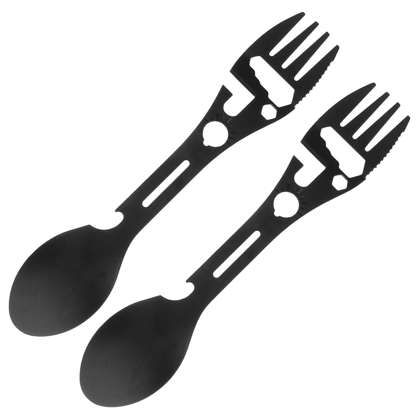 GANAZONO 2 قطعة التخييم شوكة ملعقة أداة متعددة المحمولة بقاء أواني فتاحة الزجاجات المعدنية للمشي في الهواء الطلق السفر #3