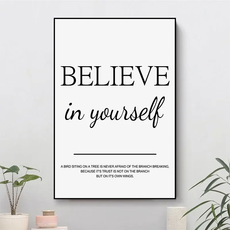 Modern Living Room Simple Decorative Picture Inspirational Wall Art Poster Print Positive Quote Painting on Canvas Home Decor