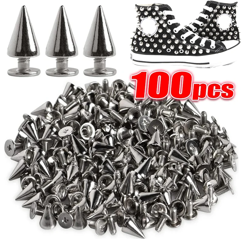 100-10PCS Spike Punk Rivets Metal Screwback Studs Handcraft DIY Cool Punk Garment Rivets Decoration for Clothes Shoes Leather