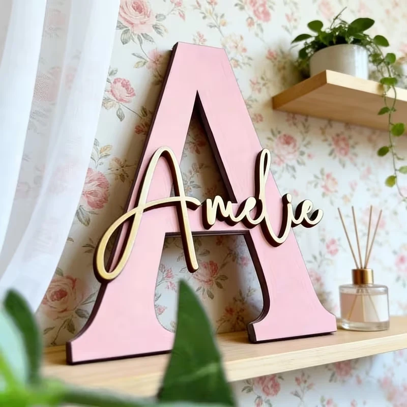 1pc Customized Double-layer Wooden Surname Brand, Customized Content for Home Decoration, Bedroom Wall Decoration, Holiday Gifts