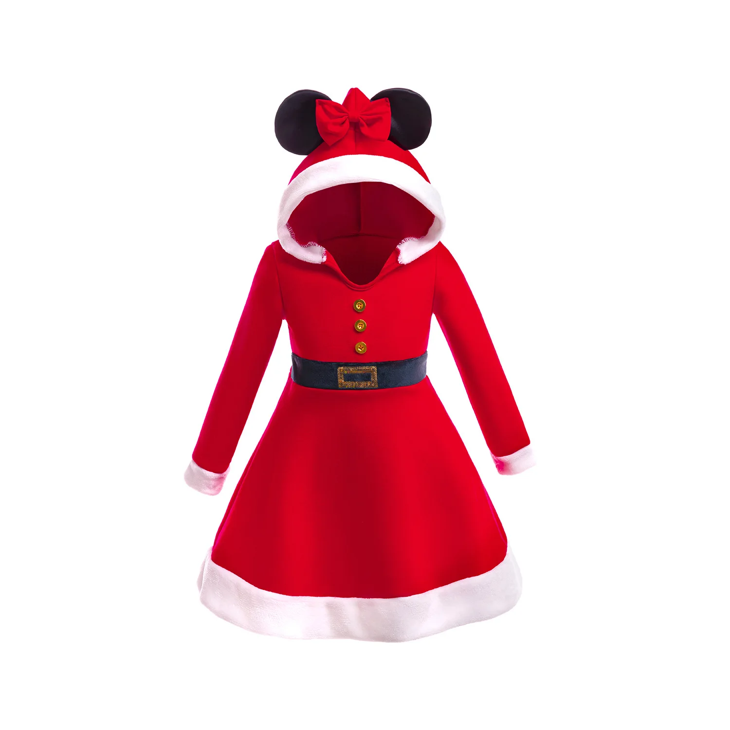 Menina natal cosplay traje vermelho papai noel traje de ano novo vermelho festivo manga comprida princesa quente engrossado vestido festa