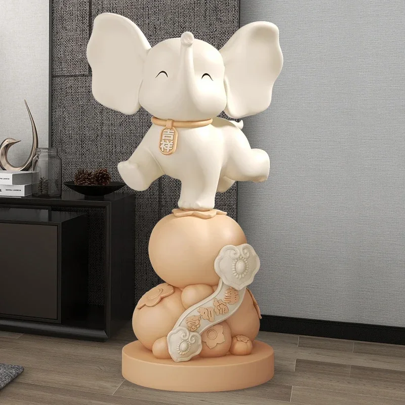 Elephant ornament, large floor-to-ceiling lucky home furnishing living room entranceTV cabinet soft decoration gothic home decor