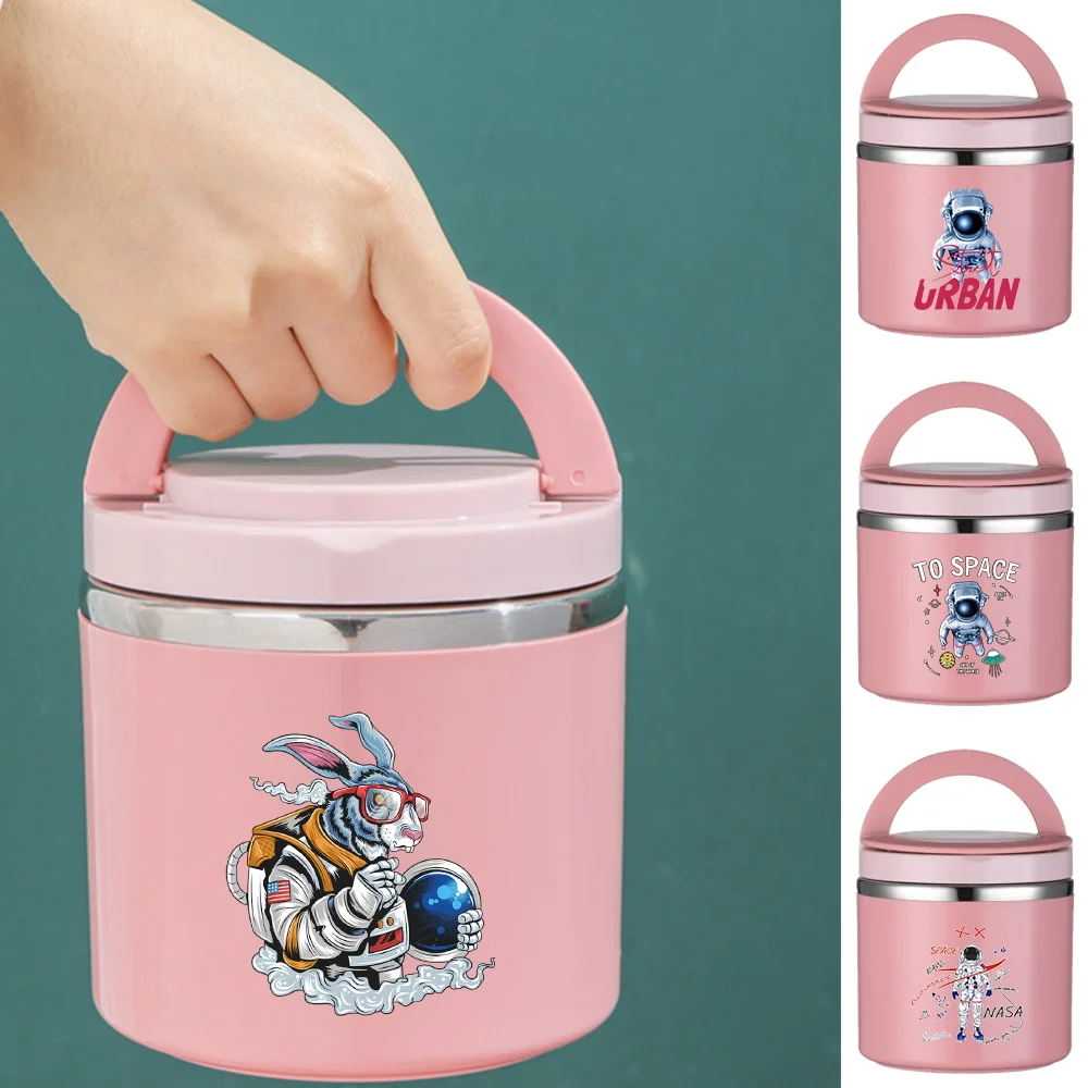 

Термос-ланчбокс с рисунком космонавта, маленький, изолированный, для детей, студентов и рабочих, легко переносимый, легкий, с контейнером для супа, для пикника