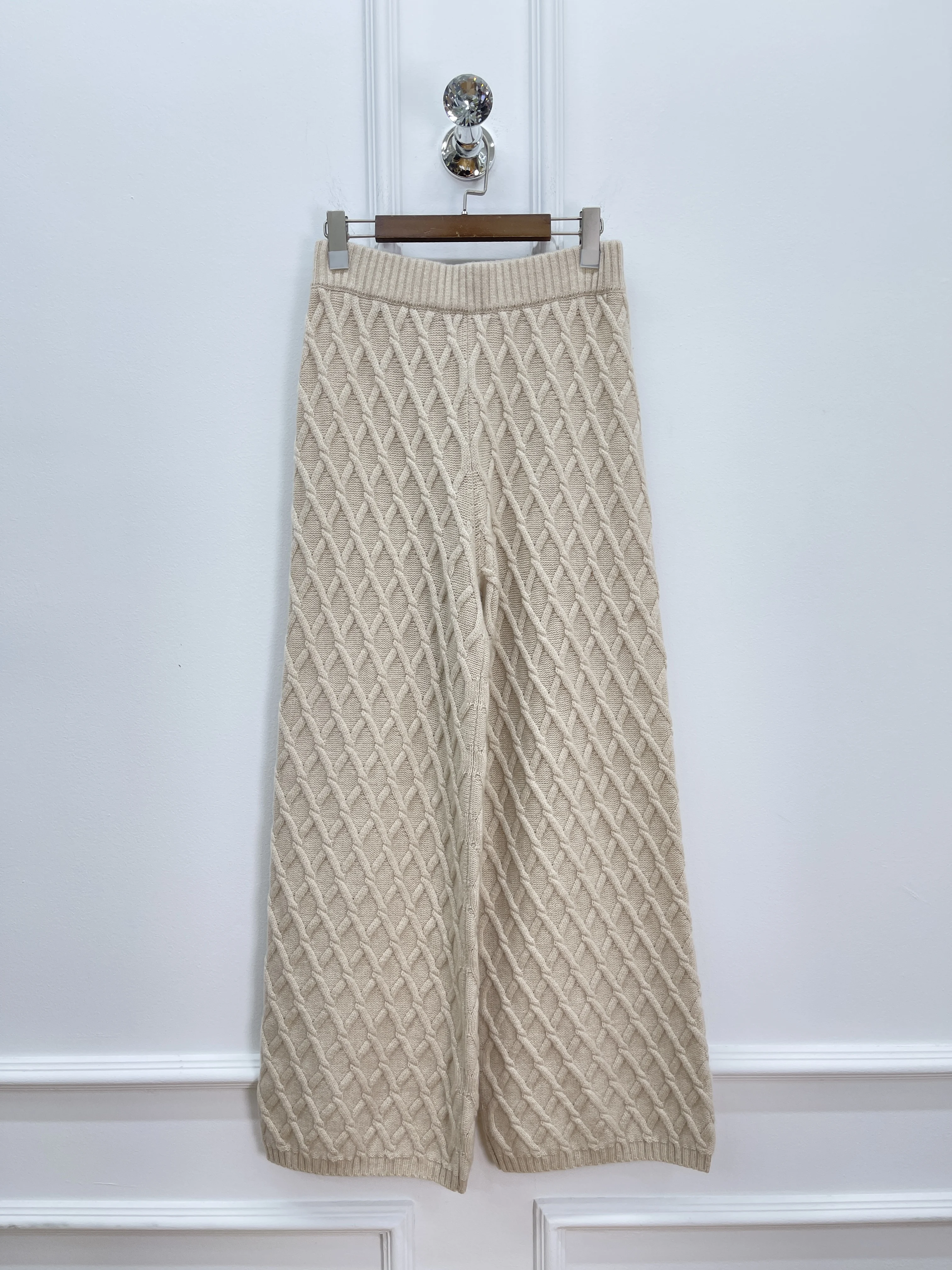 جديد الخريف/الشتاء أزياء عالية الجودة مزدوجة الصدر سترة الكشمير مع التلبيب وبنطلون الكشمير للنساء #3