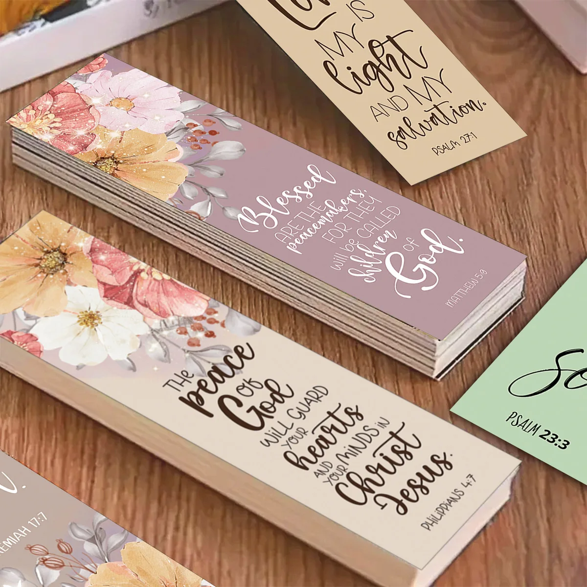 30pcs Bookmarks Inspirational Bible Verses with Floral Design Front Page Markers for Book Lovers And Readers A7972