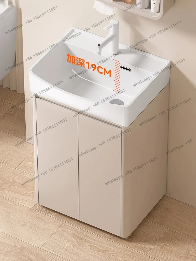 Small Apartment Waterproof Honeycomb Aluminum Floor-standing Bathroom  Combination Ceramic Integrated Deepened Washstand