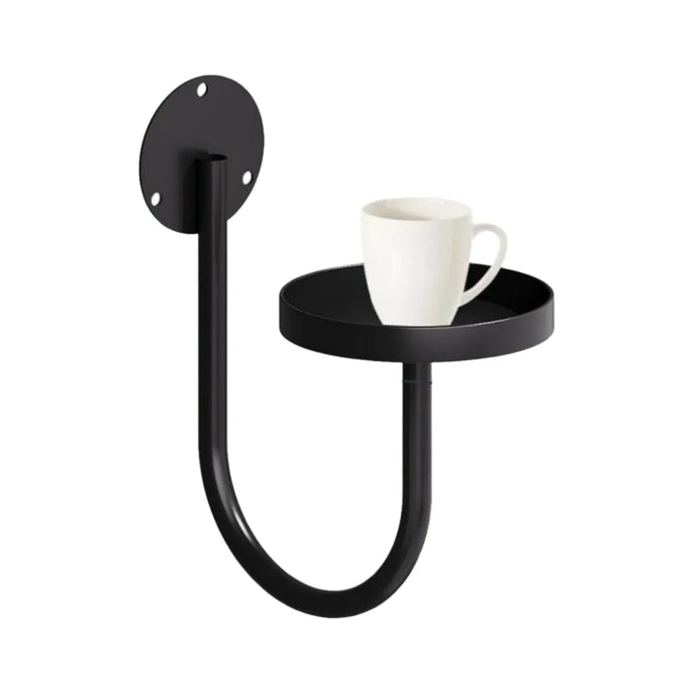 Black Iron U Shaped Wall Mounted Plant Holder Shelf With Raised Rim Tray For Indoor Outdoor Home Garden Decoration Storage Rack