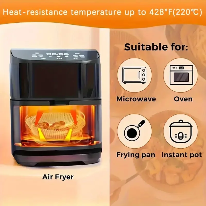 50-300pcs Disposable Air Fryer Paper Round/Square Special Paper Food Silicon Oil Paper Air Fryer Liners Baking Paper view 6
