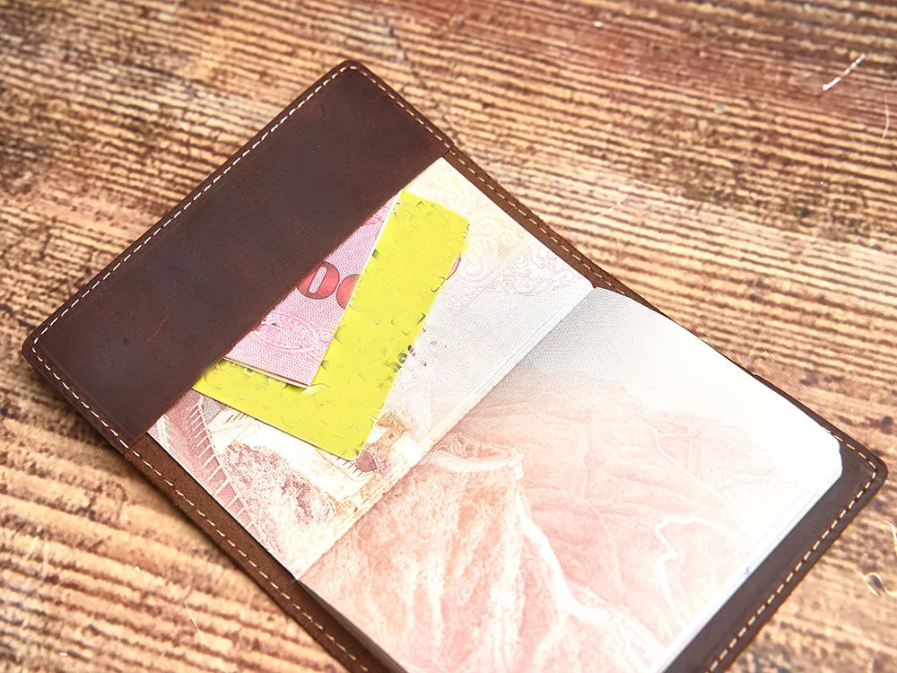 NUPUGOO Reisepass-Schutzhülle aus echtem Leder, Retro-Reisepasshülle, Dokumentenhalter für einzelne Reisepasshülle – Detail 10