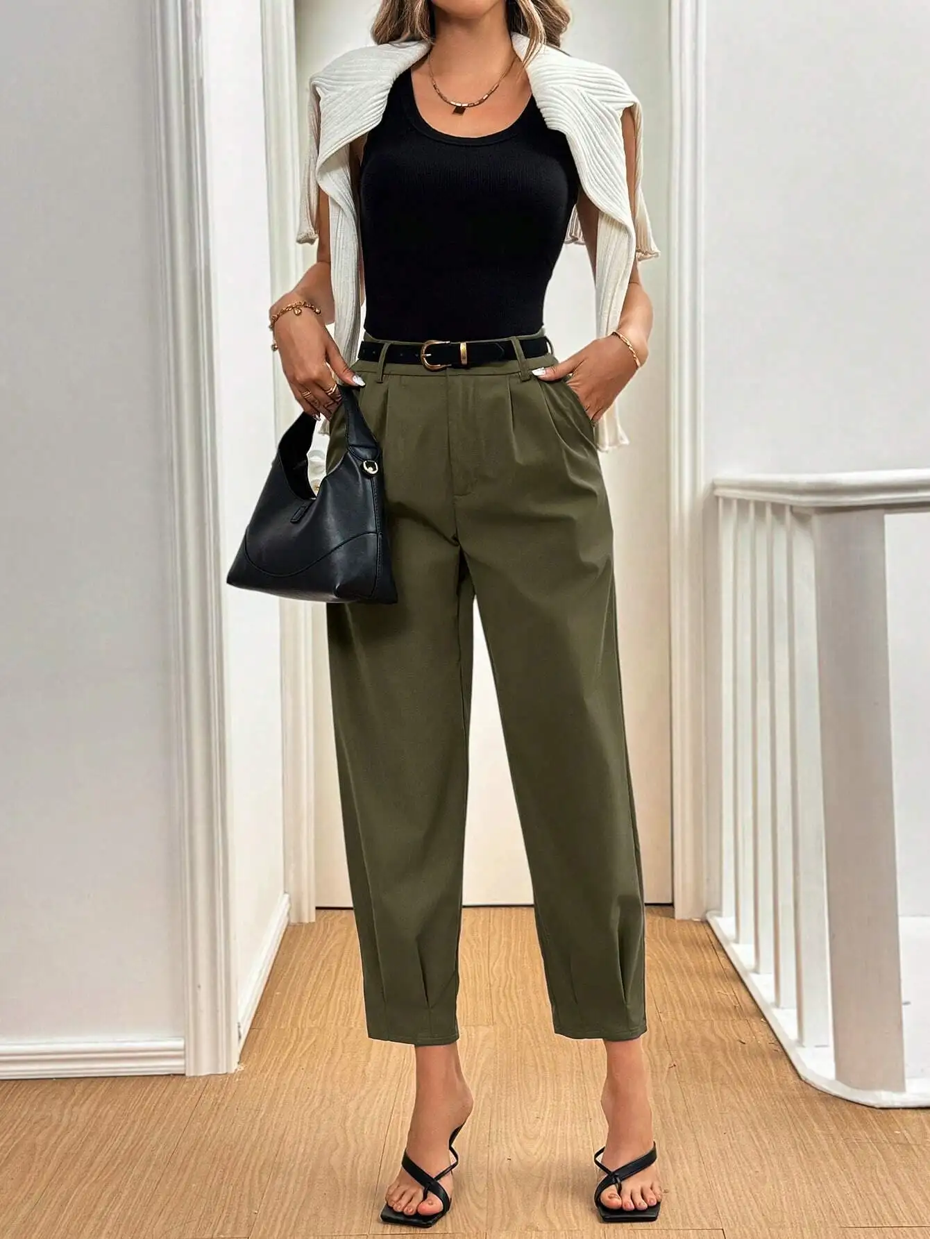 

Женские однотонные плиссированные брюки классического кроя для осени