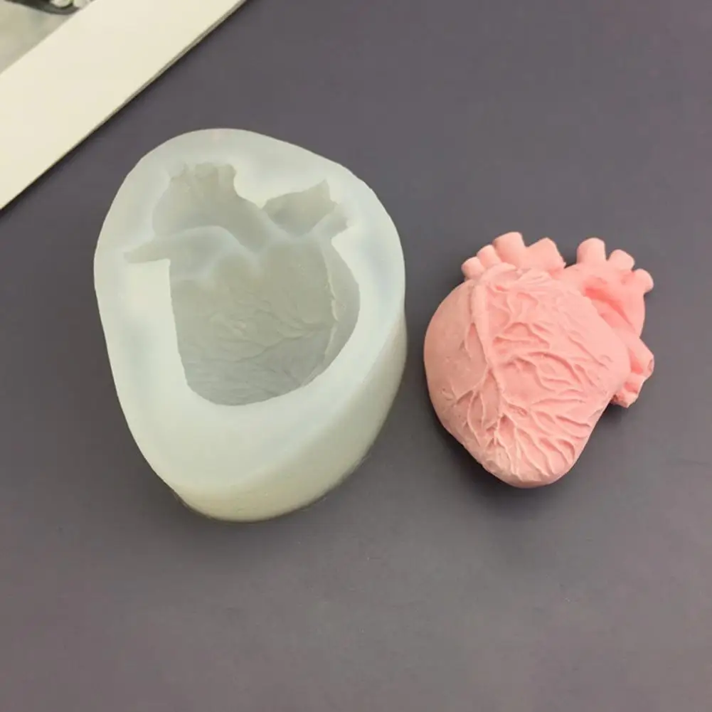 Silicone Mold Wax Candle Mold Silicone Brain Heart Candle Mold Set Realistic Organ Shape Molds for Epoxy Resin Fondant Soap