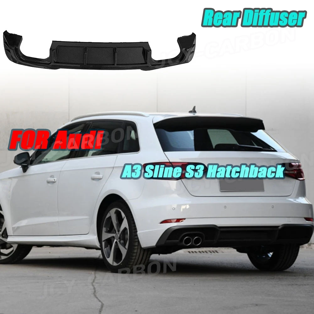 

Carbon Fiber Rear Lip Bumper Diffuser Spoiler for Audi A3 Sline S3 Hatchback 2017-2021 not Standard Bumper Guard ABS Car Styling