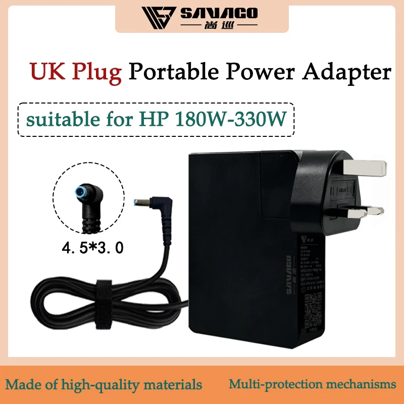 Savago 19.5V16.9A 330W ปลั๊กสหราชอาณาจักรชาร์จ GAN สำหรับการเล่นเกม HP แล็ปท็อป OMEN16 NUC 12กระตือรือร้น280W อะแดปเตอร์ AC สำหรับแหล่งจ่ายไฟ victus