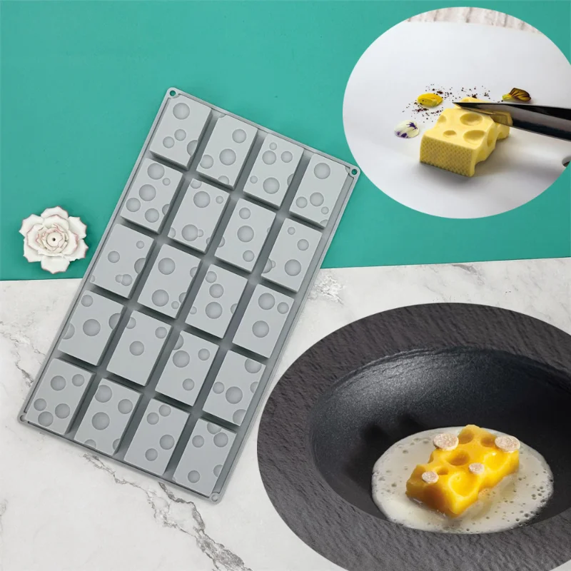 15 Hole Square Cheese Silicone Baking Mold DIY Stone Jelly Biscuit Baking Mould Dessert Cake Decor Soap Candle Making Set Gifts