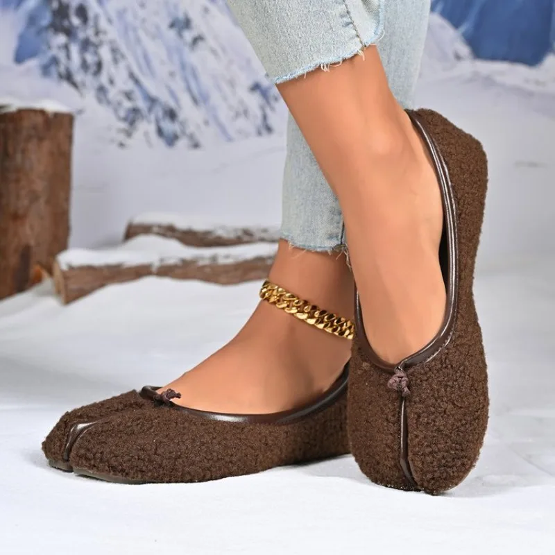 Women Tabi Ninja Ballet Flats Split Toe Mary Janes Cow Suede Leather Shallow Ballerina Shoes Solid Female Loafer Ladies Footwear