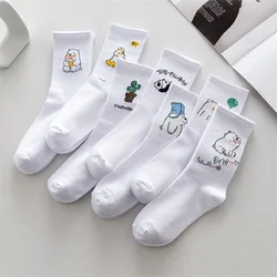 Ins New Autumn Cute Cartoon Bear Panda Rabbit White Sports Women Socks Soft Cotton Winter Socks Kawaii Hipster Street Graffiti