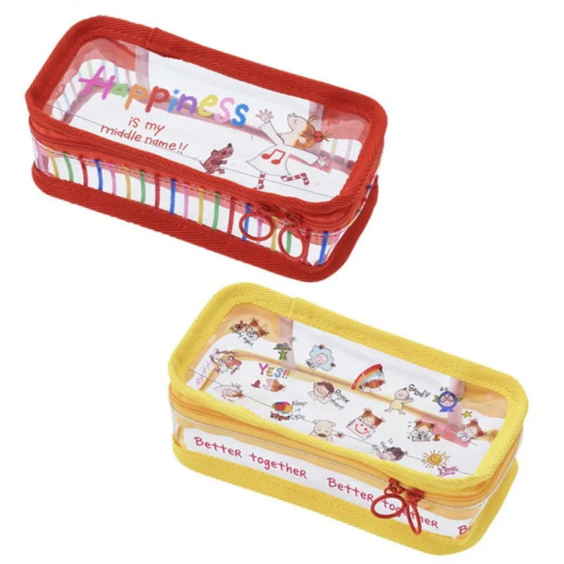 

Cute COCO Sauce Series Printed Transparent Pencil Case Kawaii Cartoon Creativity Large Capacity Multifunctional Stationery Box