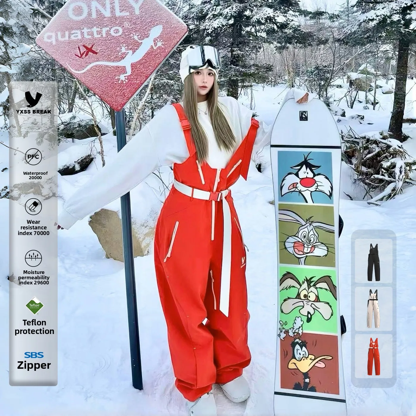 LMM3L الخصر للماء فضفاضة أسود أحمر بيج وزرة التزلج المتخصصة