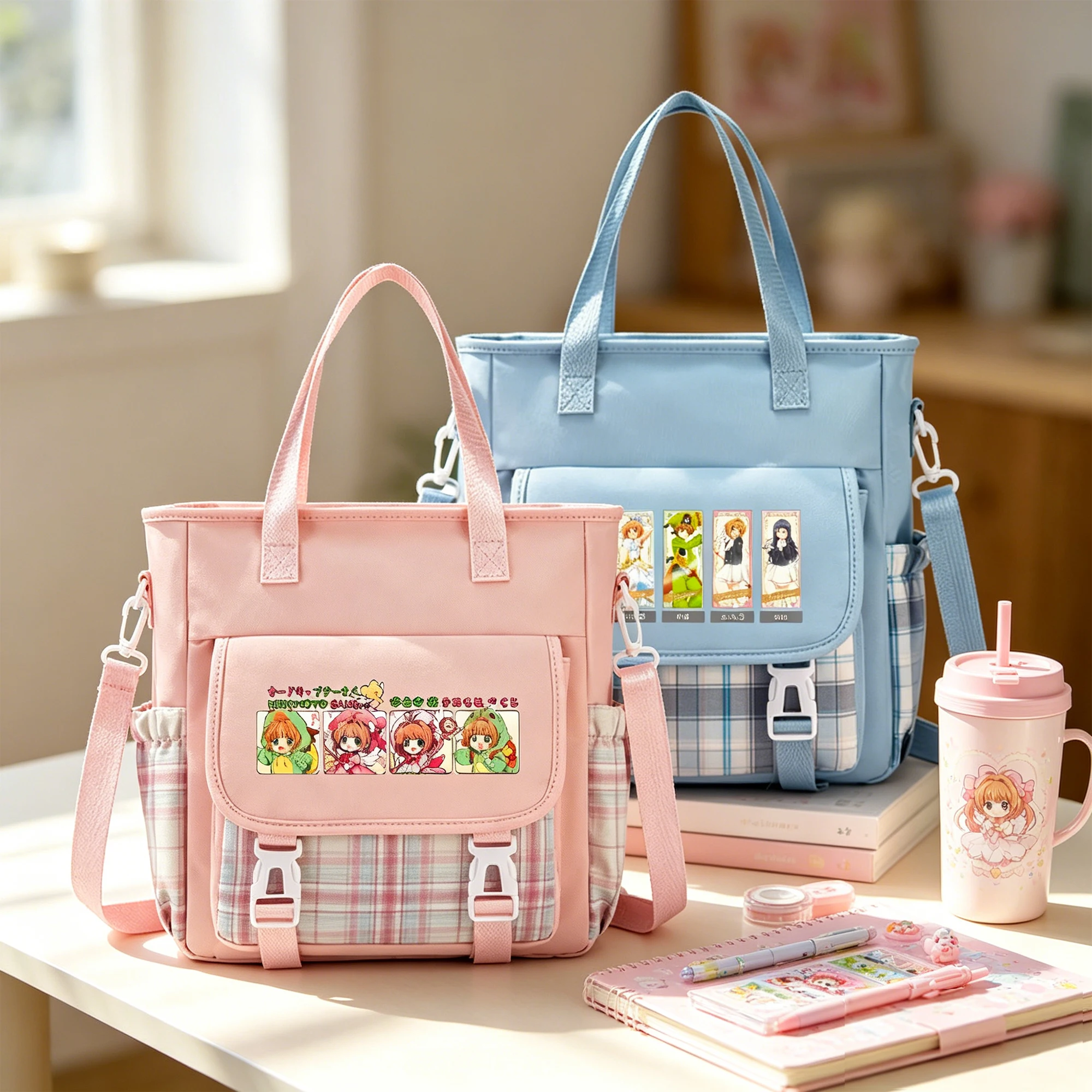 

Anime Card Captor Sakura Crossbody Bag Oxford Shoulder Bag Girls Cartoon Messenger Bag Student Schoolbag Travel Daily Backpack