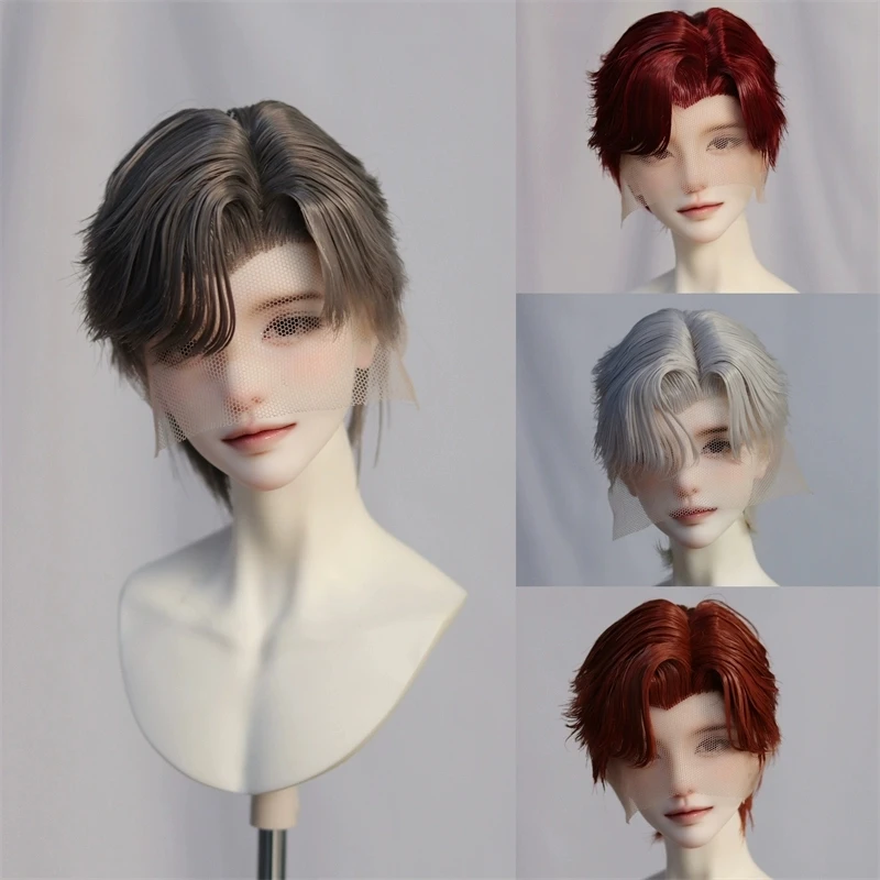 

В наличии 1/3 8-9 дюймов, высокотемпературный шелк, вязаный вручную, одноконечная, автоцентрическая часть, короткая прическа для мальчиков, аксессуары для кукол XC