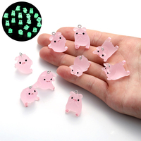 10/12pcs 3D Kawaii Luminous Yoga Pig Charms Resin Animal Pendant DIY For Jewelry Make Accessory Earring Phone Chains Pendants