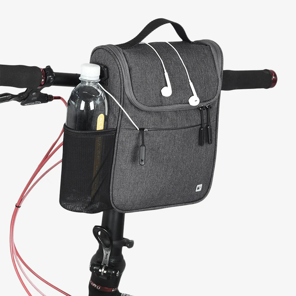 

Bike Handlebar Bag Large Capacity Tool Holder Waterproof Lining Durable Polyester Compatible Bikes Foldable Pack Shoulder Bag