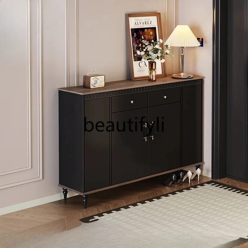 

Shoe Cabinet Large Capacity Multi-layer Extra Large Entrance Storage Cabinet Home Outdoor Corridor Black Entryway Cabinet