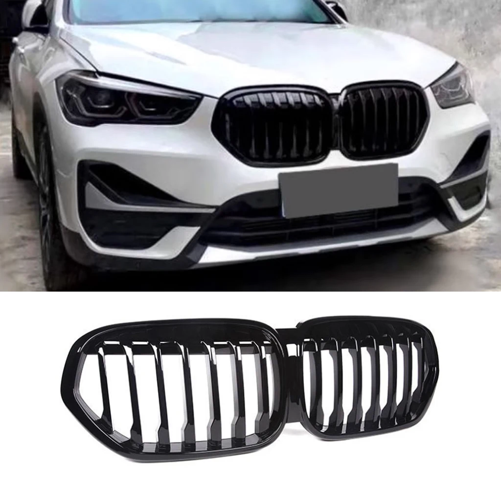 

For BMW F48 LCI X1 2020-2022 Car Accessories Replacement Racing Grills Gloss Black ABS Front Kidney Bumper Grill