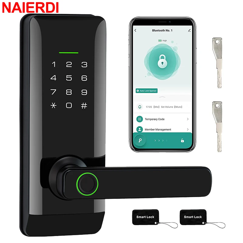 

NAIERDI Smart Door Lock,WiFi Tuya Fingerprint Digital Door Locks with Handle,Anti-theft Security System for Home,Rental,Office