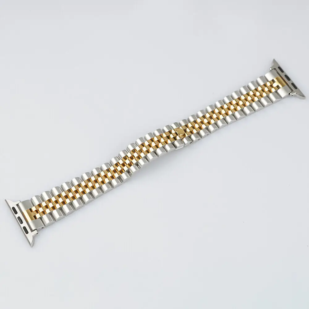 Half Gold Jubilee Watch Band With Adapter For Apple iWatch Series 7 45mm