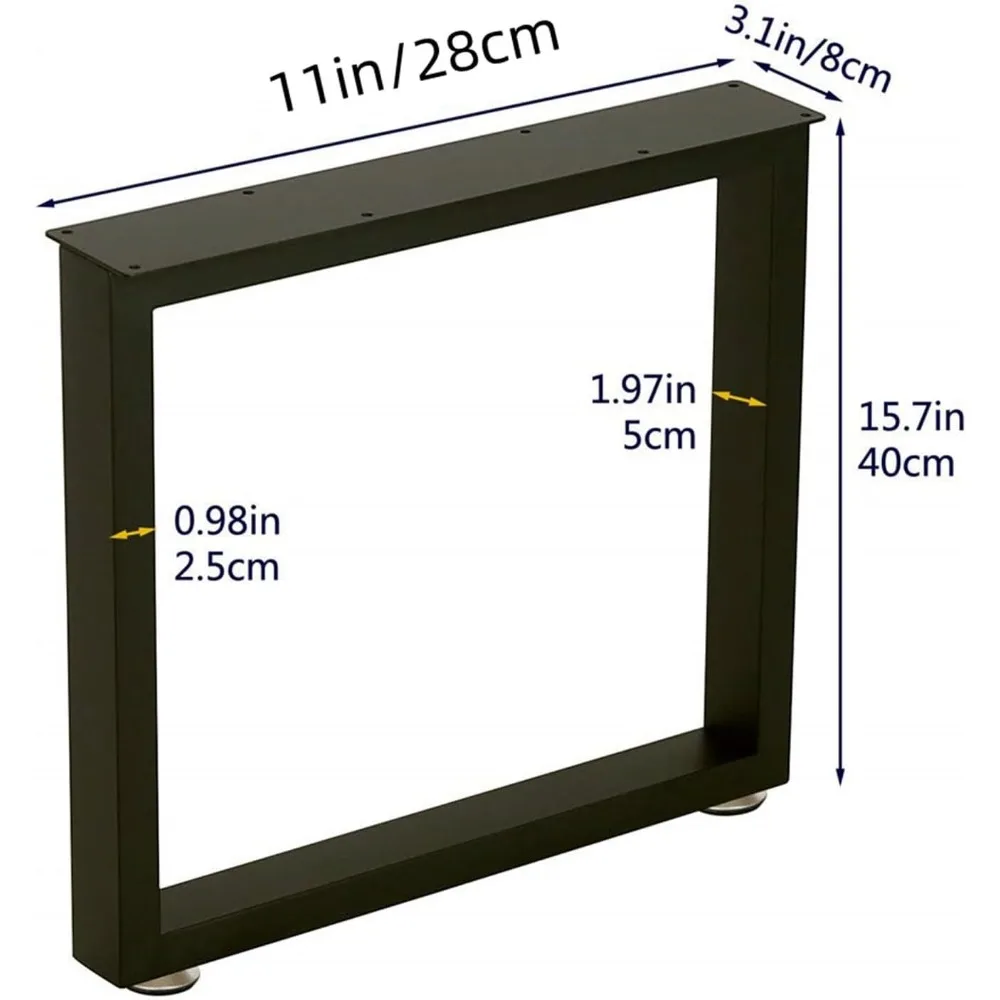أرجل طاولة القهوة المعدنية على الطراز الصناعي، 16 ارتفاعًا، مجموعة من 2، مناسبة للأثاث والمقاعد الحديثة في منتصف القرن