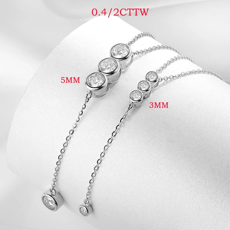 Smyoue 0.4/2CTTW GRA Certified Full Moissanite Necklace for Women Bubbles 4 Gems S925 Sterling Silver Tassel Pendant Wholesale