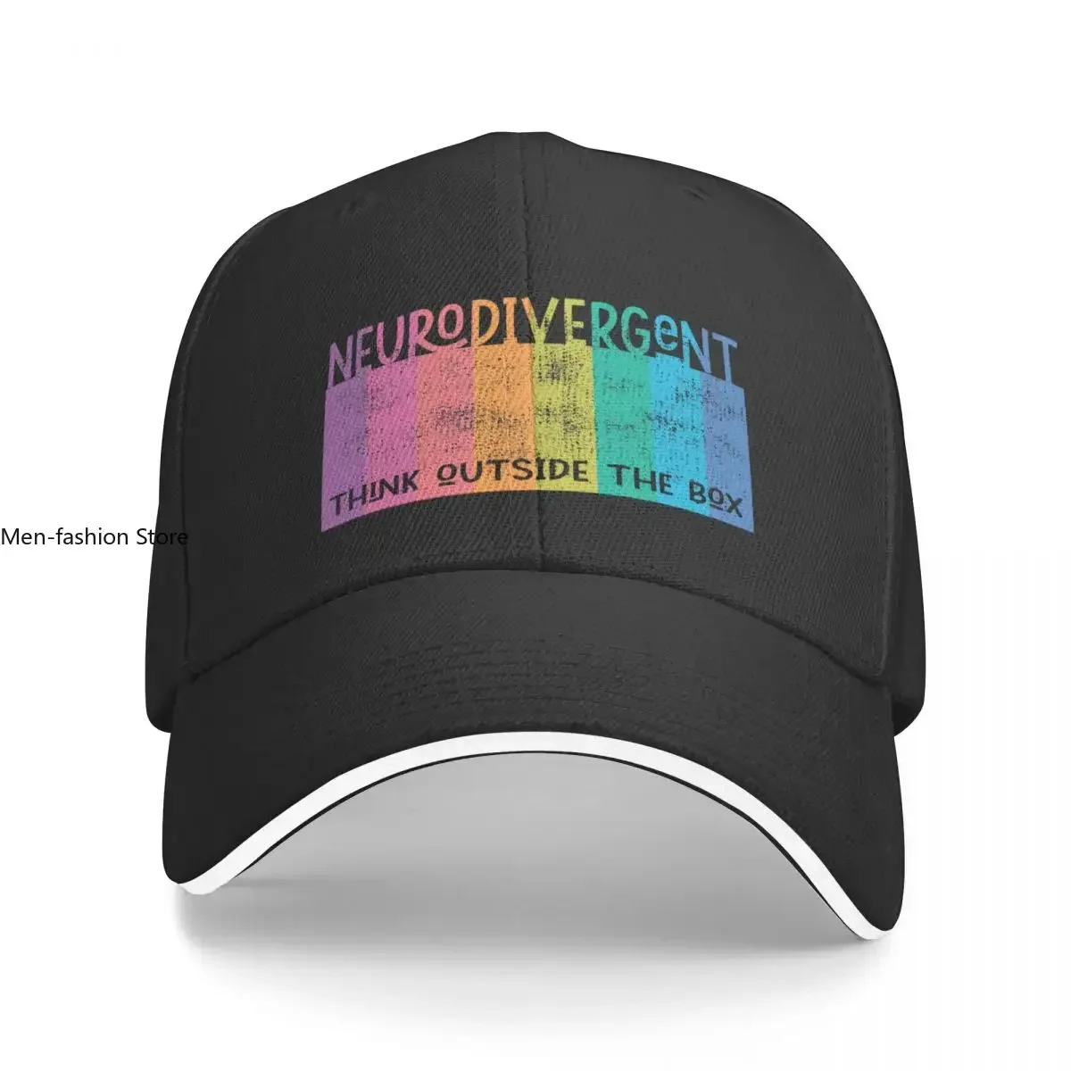 Colorful Neurodivergent Rainbow Design Baseball Cap hard hat tea Hat funny hat western Man Women's