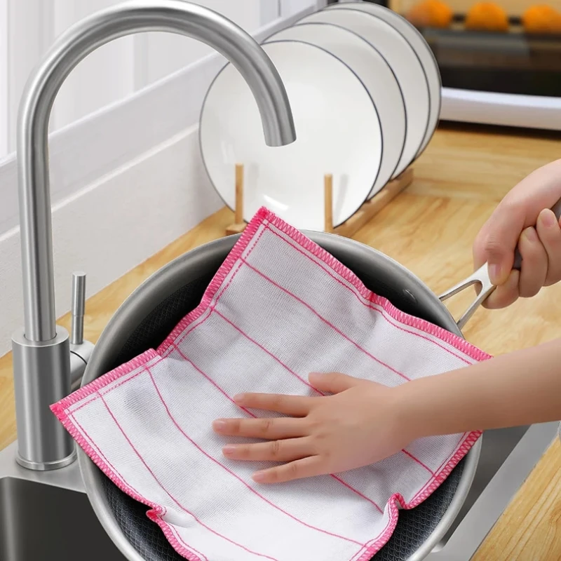1-20Pcs Kitchen Towels Cotton Dishcloth Super Absorbent Non-stick Oil Reusable Cleaning Cloth Kitchen Daily Dish Towels