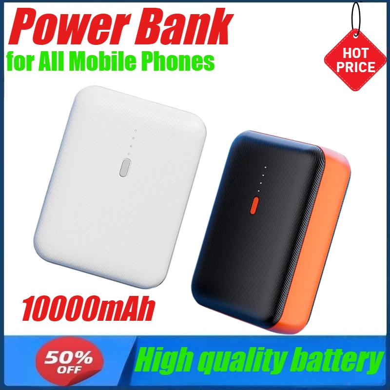 10000mAh Power Bank USB C Fast Charging External Battery  for IPhone 15 for Mobile Phones Portable Rechargeable Battery Charger