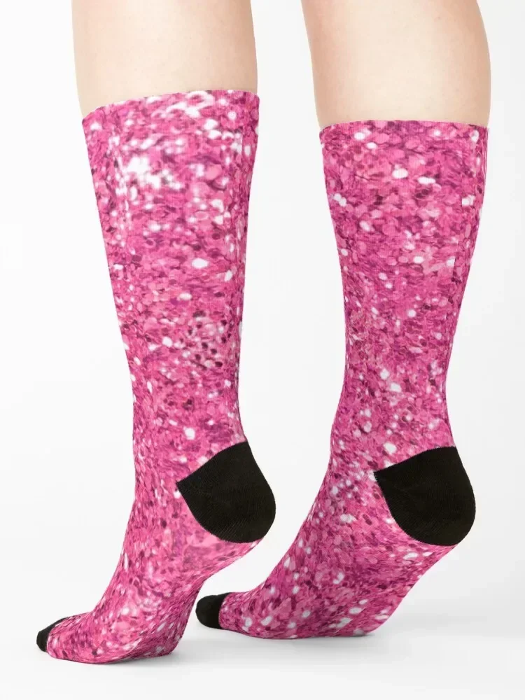 Pink glittering sparking sequins pattern illustration Socks moving stockings sheer Run floor Socks Male Women's